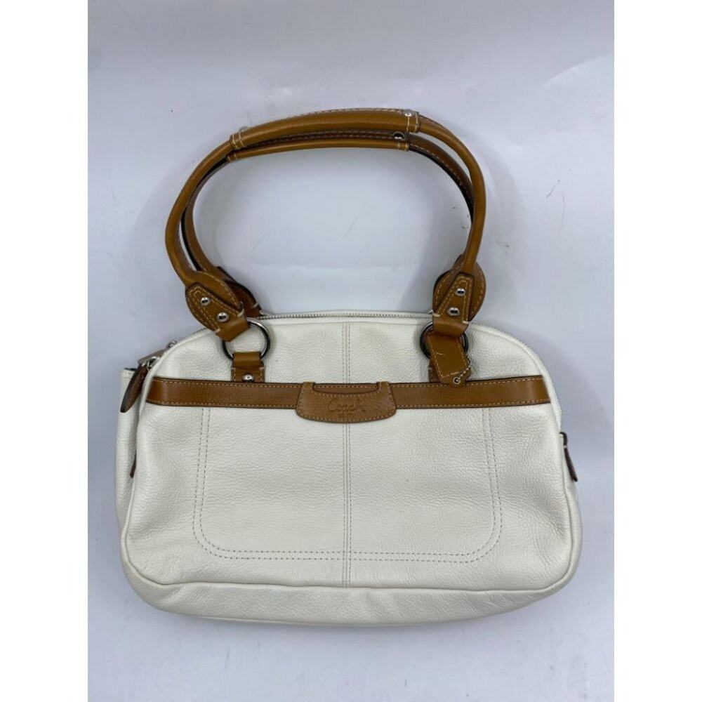 Coach Leather Medium Size White Brown Shoulder Bag - Picture 2 of 15